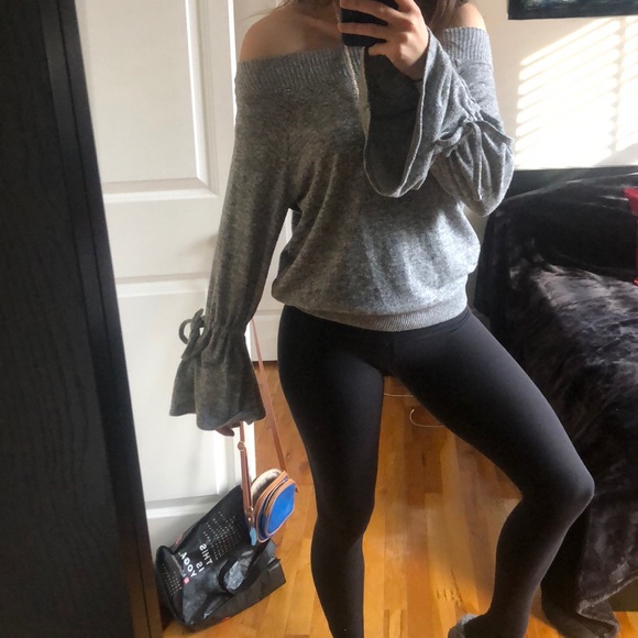 Heather Gray off the shoulder top - Picture 3 of 5